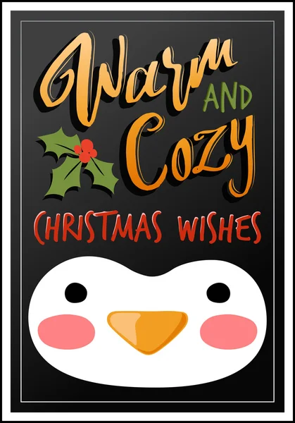 Pingüino cartel de Navidad — Vector de stock