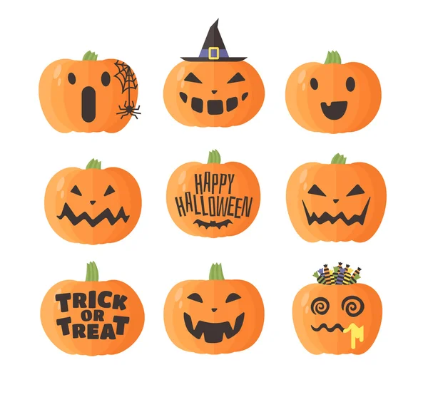 Conjunto de calabazas plana — Vector de stock