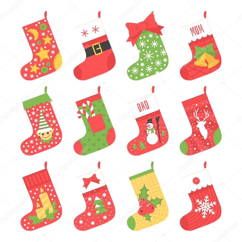 Flat set christmas socks Stock Vector by ©skillup11 88061866