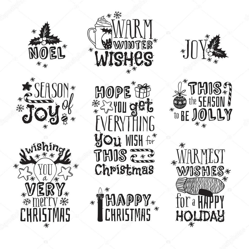 New year hand lettering and doodles elements background. . Vector sketchy illustration