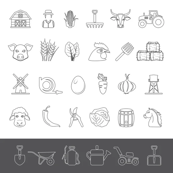 Line Icons - Farm — Stock Vector