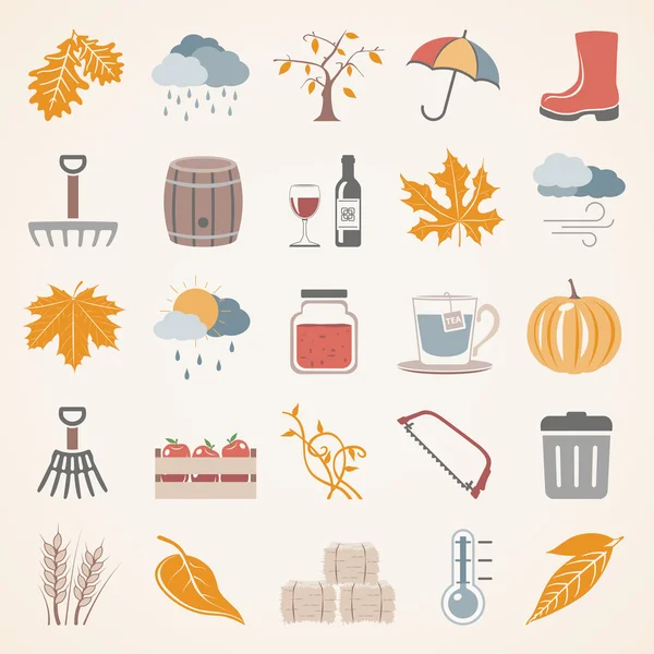 Плоские иконы - Autumn — стоковый вектор
