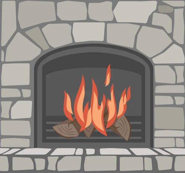 Fuego en una chimenea — Vector de stock
