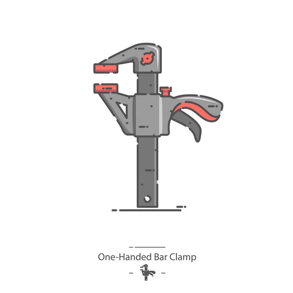 One Handed Bar Clamp Line Kleur Pictogram Rechtenvrije Stockvectors