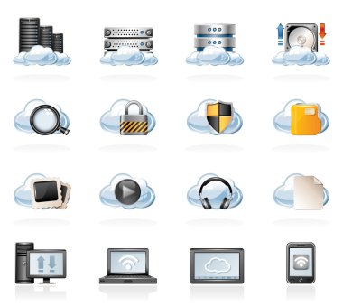 bulut hesaplama simgesi seti