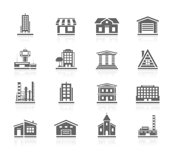 Black Icons - Buildings — Stock Vector