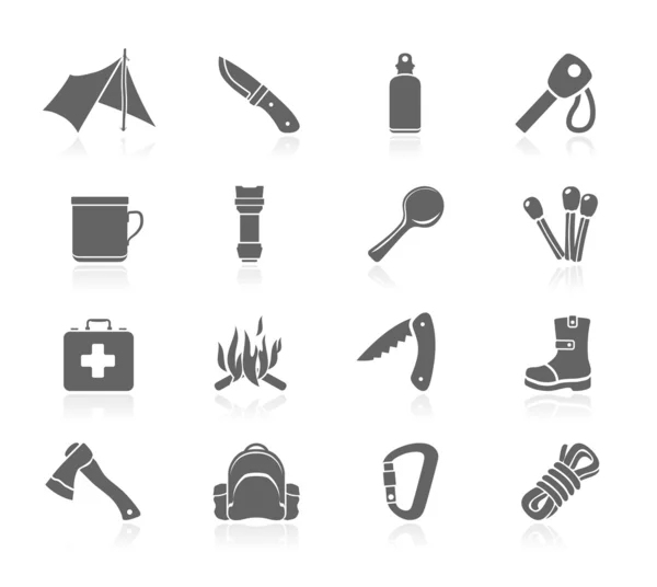 Black Icons - Bushcraft — Stock Vector