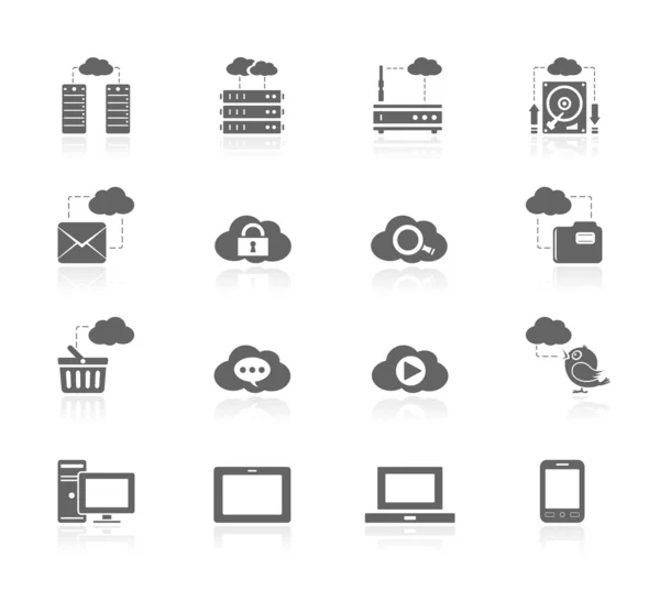Zwarte iconen - Cloud Computing — Stockvector