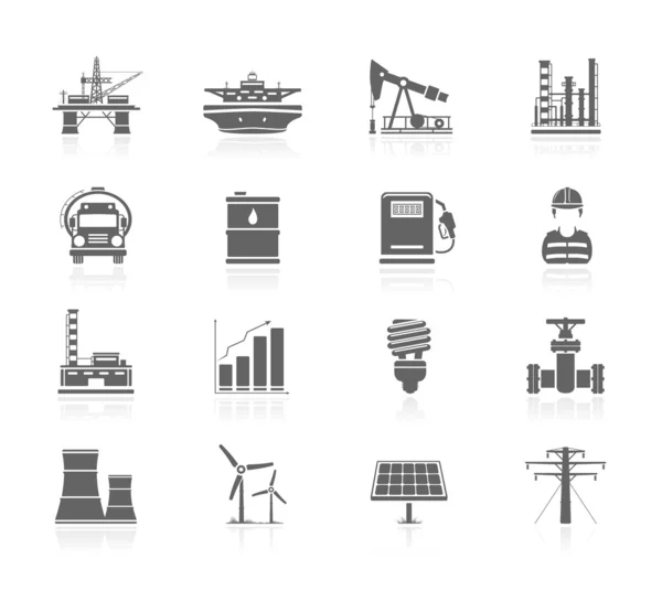 Black Icons Industri dan Energi - Stok Vektor