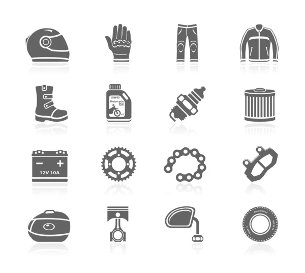 Black Icons - Motorcycle Gear & Accessories — Stock Vector