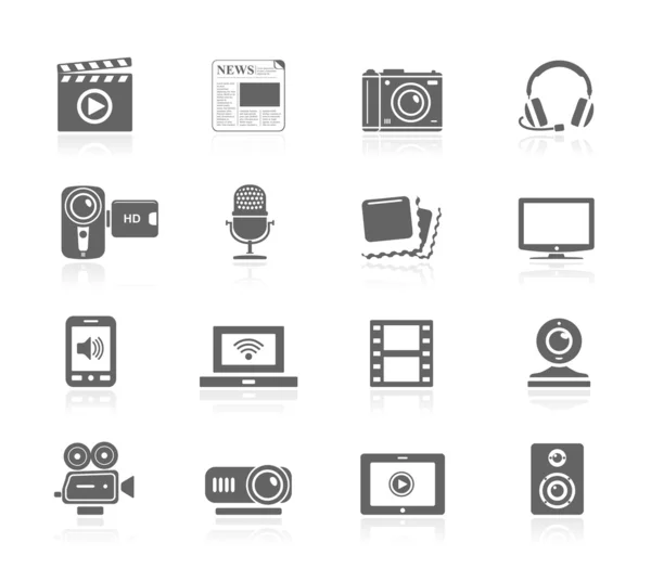 Schwarze Icons - Multimedia — Stockvektor