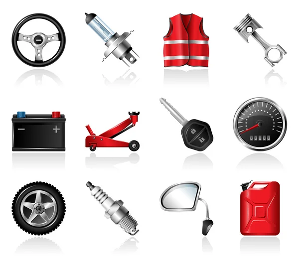 Car Parts Icon Set — Stock Vector