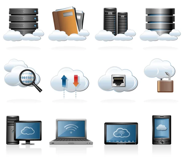 Set di icone del cloud computing — Vettoriale Stock