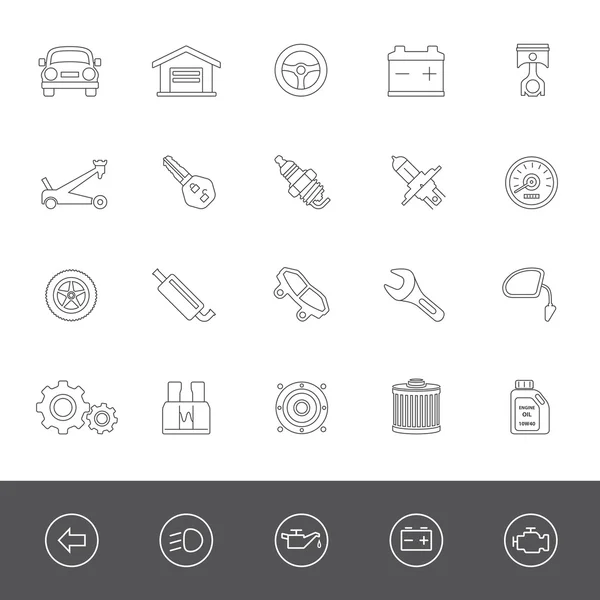 Iconos de línea: Piezas del coche — Archivo Imágenes Vectoriales