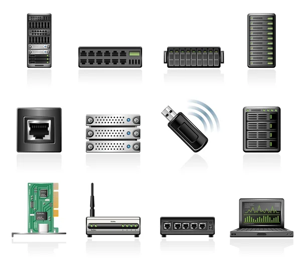 Set di icone hardware di rete — Vettoriale Stock
