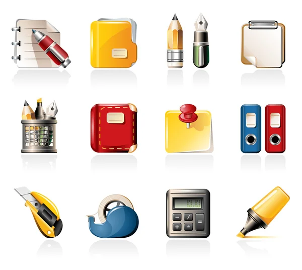 Office Supply Icon Set — Stockvector