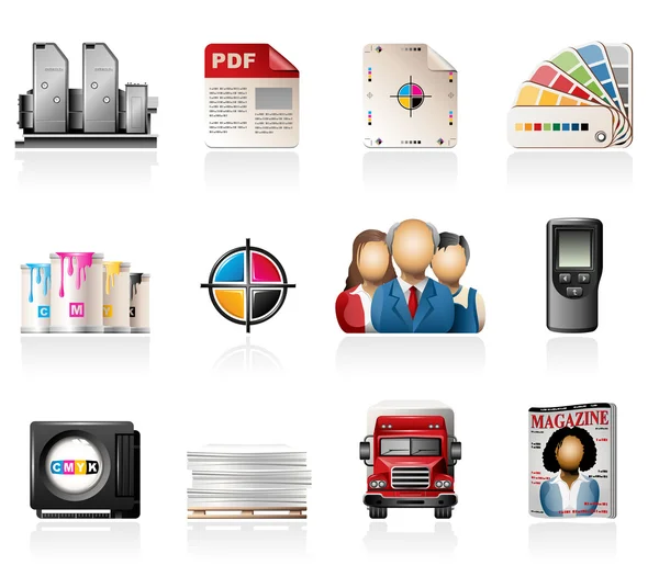 Set de iconos de impresión offset — Vector de stock