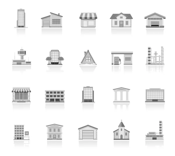 Ikon Sederhana: Bangunan - Stok Vektor