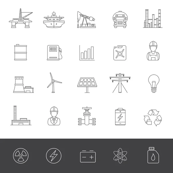 Lijn Icons - industrie en energie — Stockvector