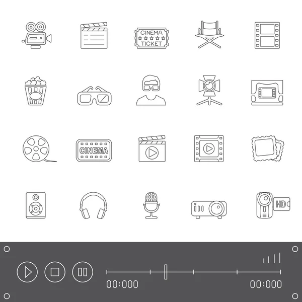 Line Icons - Cinema — Stock Vector