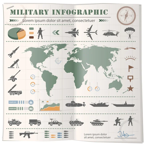 軍事のインフォ グラフィック — ストックベクタ