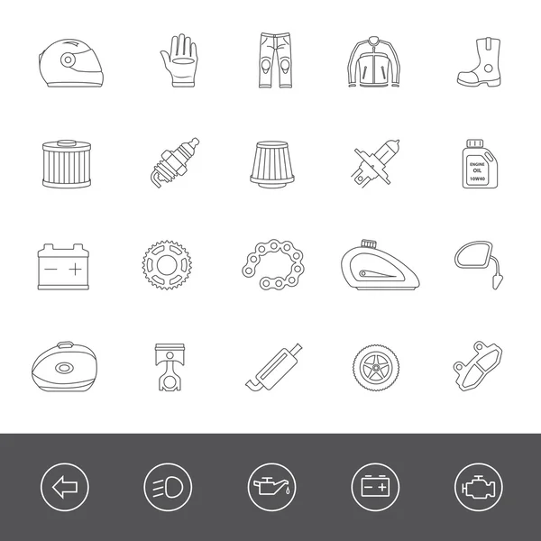 Iconos de línea - Accesorios de la motocicleta — Vector de stock