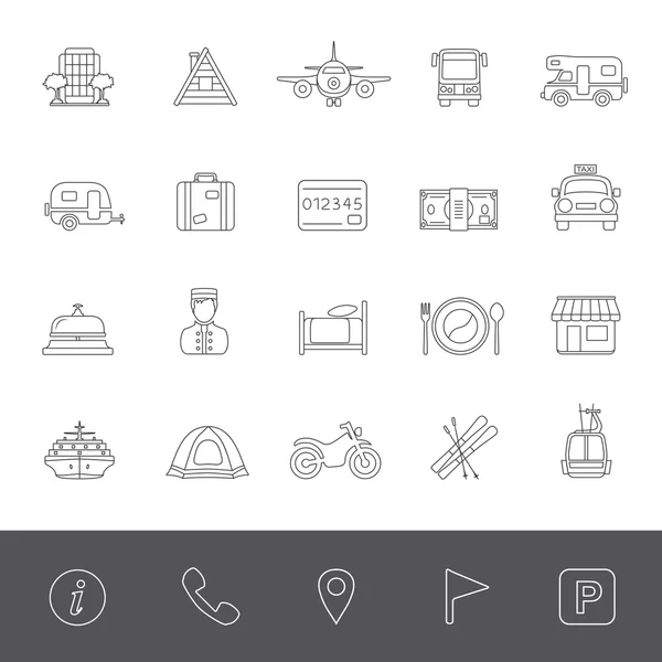 Line Icons - Vacation — Stock Vector