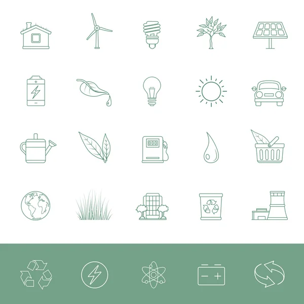 Iconos de línea - Conservación ambiental — Vector de stock