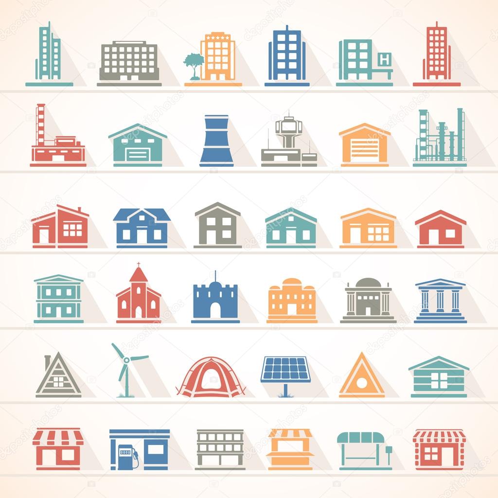 Flat Icons - Buildings