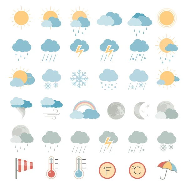 Icone piatte - Meteo — Vettoriale Stock