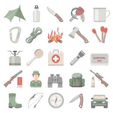 Flat Icons - Hunting and Bushcraft clipart