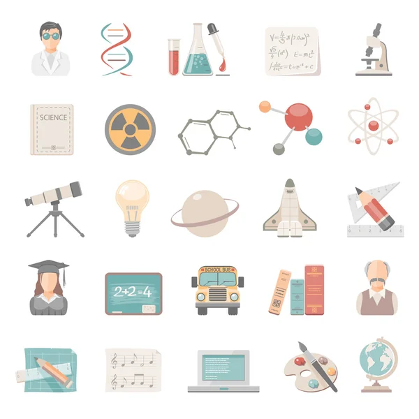 Platte Icons - wetenschap en onderwijs — Stockvector