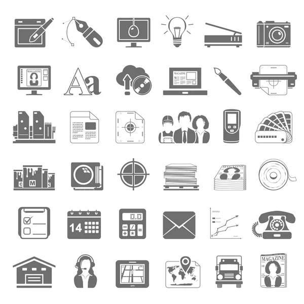 Iconos negros - Impresión offset — Vector de stock