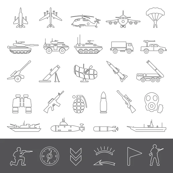 Iconos de línea - Militar — Vector de stock