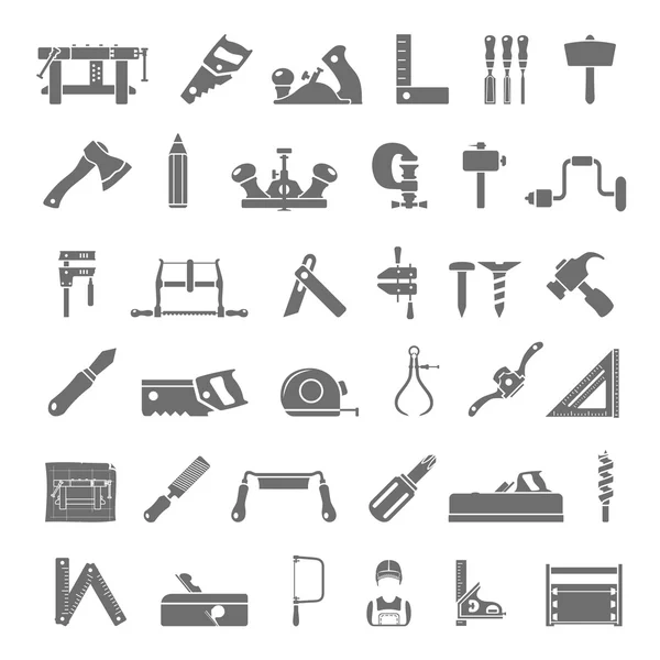 Black Icons - Traditional Woodworking — Stock Vector