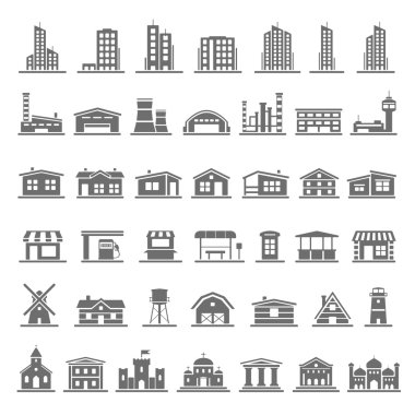 Black Icons - Buildings clipart