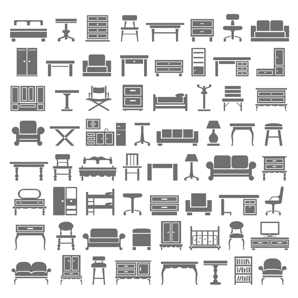 Iconos negros - Muebles — Vector de stock