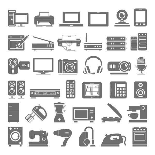 Black Icons - Electronic Devices — Stock Vector