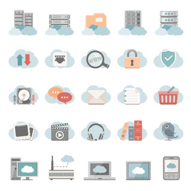 Düz simgeler - Cloud Computing