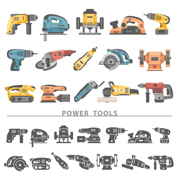 Platte Icons - elektrisch gereedschap — Stockvector