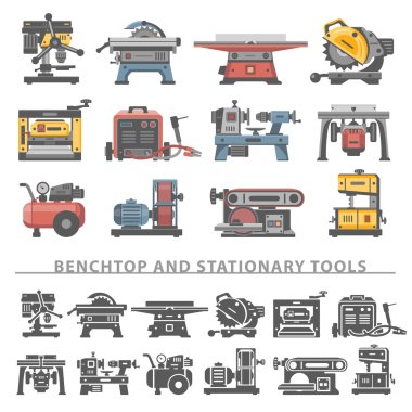 Flat Icons -Benchtop and Stationary Tools clipart