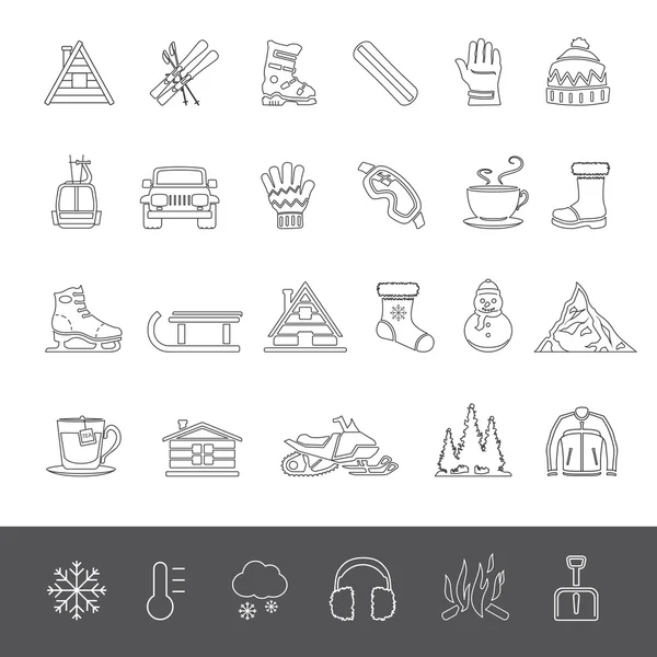 Line Icons - Winter — Stock Vector