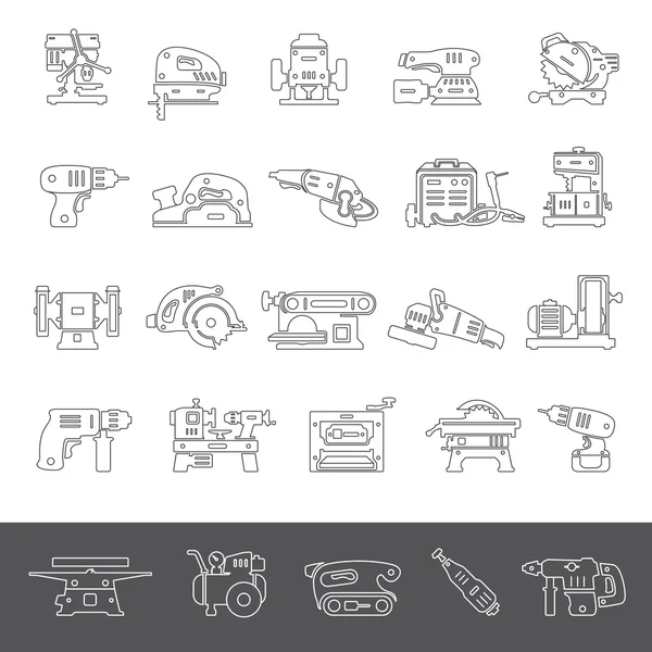 Icônes de ligne - Outils électriques — Image vectorielle