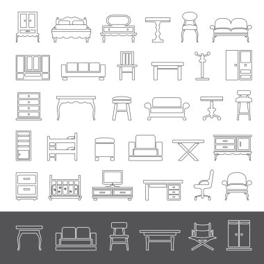 Line Icons - Furniture clipart
