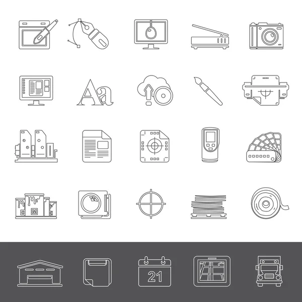 Iconos de línea - Impresión offset — Vector de stock