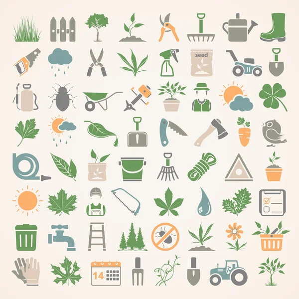 Iconos planos - Jardinería — Vector de stock