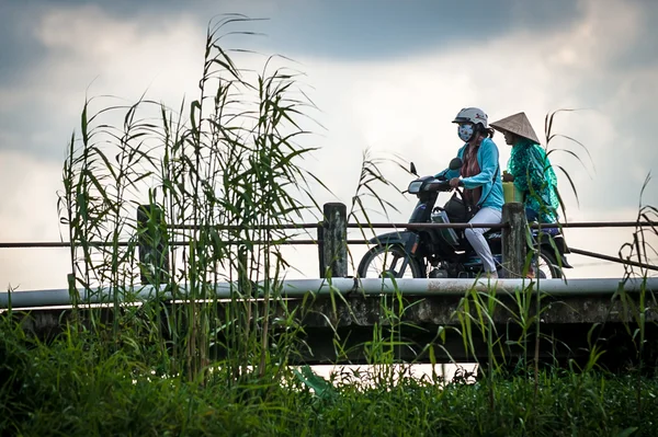 Two woman in motorcycle — Stock Photo, Image