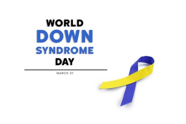 Dünya Down Sendromu Günü için mavi ve sarı kurdele.