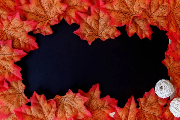 Maple Leaf Free Space Text Black Background — Stock Photo, Image