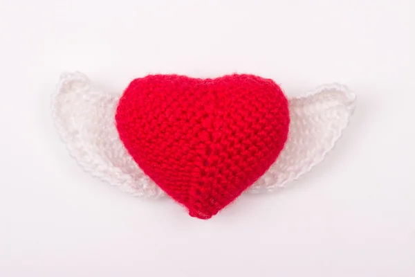 Heart crocheted from threads — Stock Photo, Image